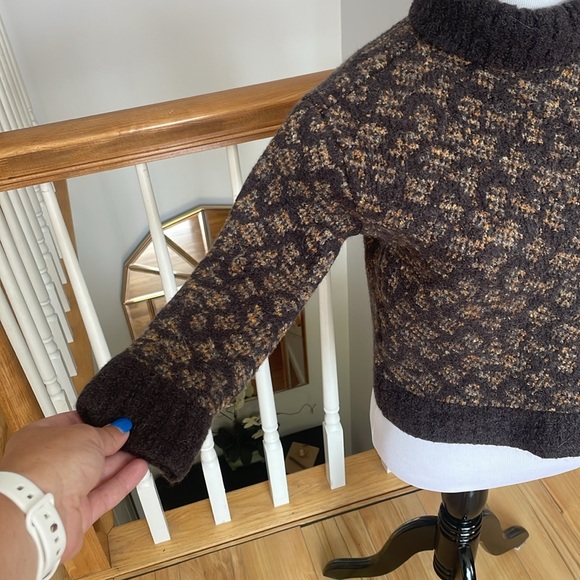 Coach Brown and Tan Cowl Neck Sweater - Picture 2 of 6